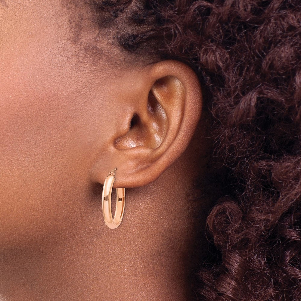 10k Rose Gold Polished Half-Round Oval Hoop Earrings