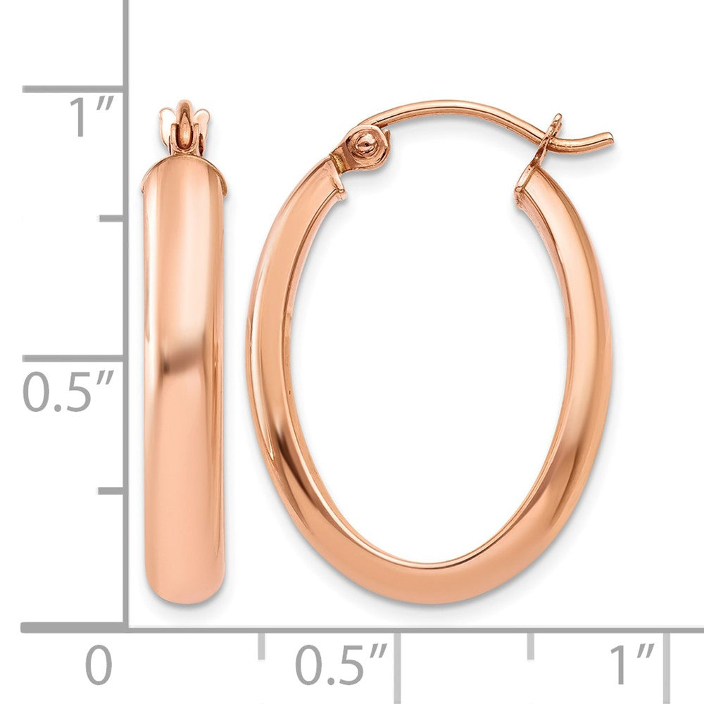 10k Rose Gold Polished Half-Round Oval Hoop Earrings