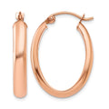 10k Rose Gold Polished Half-Round Oval Hoop Earrings