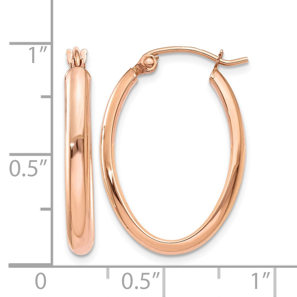 10k Rose Gold Polished Half-Round Oval Hoop Earrings