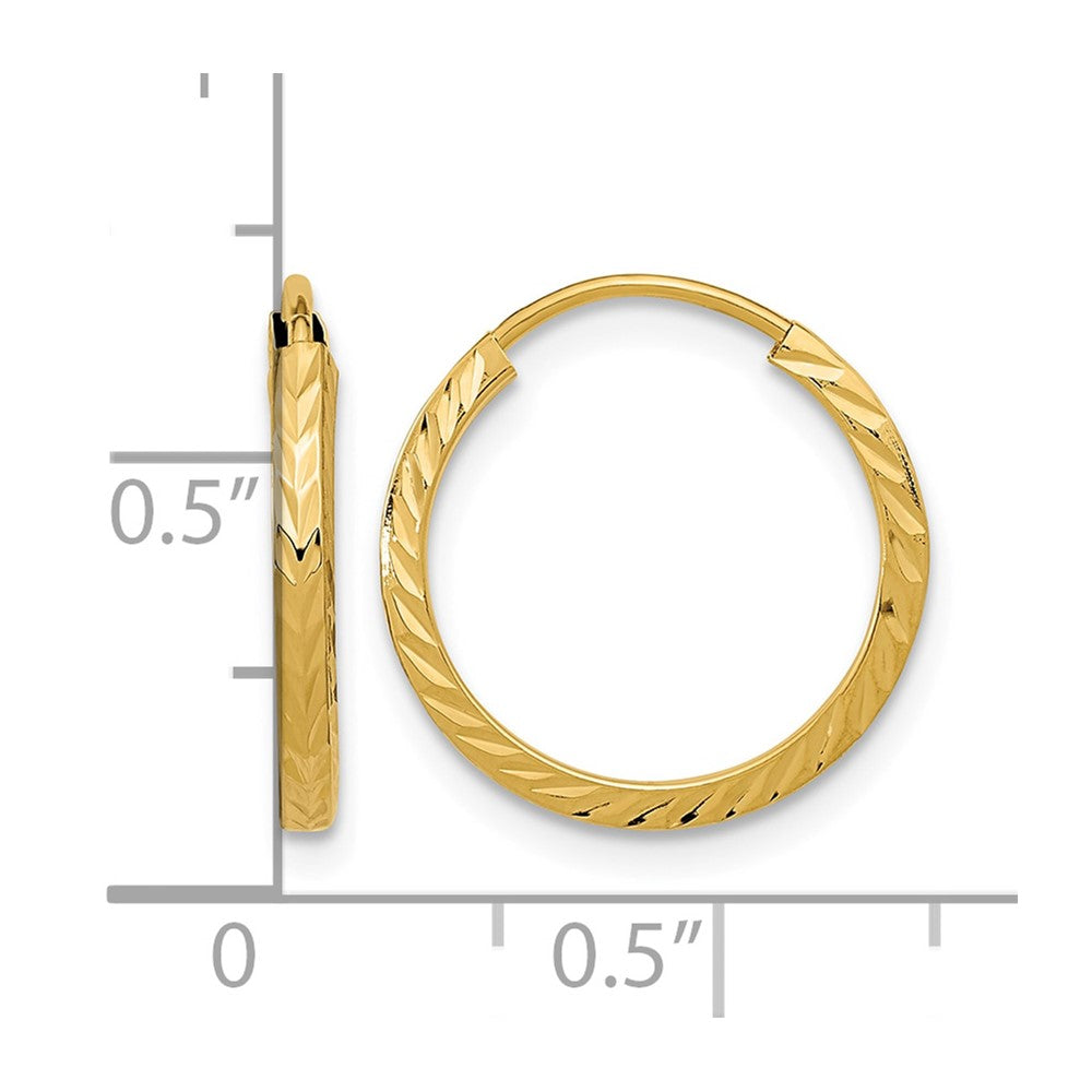 10k Diamond-cut Square Tube Endless Hoop Earrings