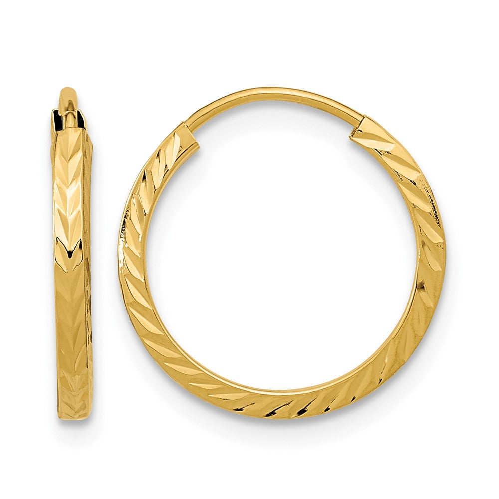 10k Diamond-cut Square Tube Endless Hoop Earrings