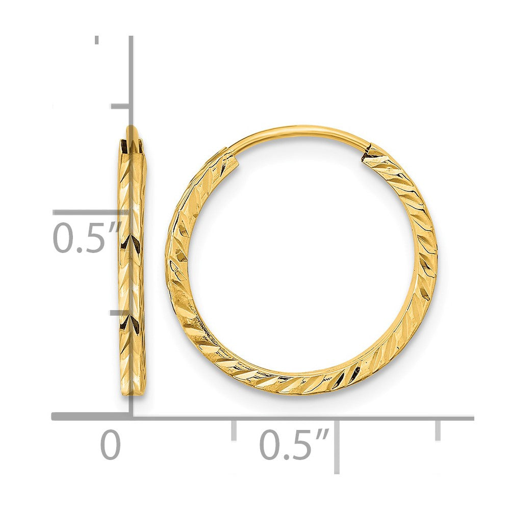 10k Diamond-cut Square Tube Endless Hoop Earrings