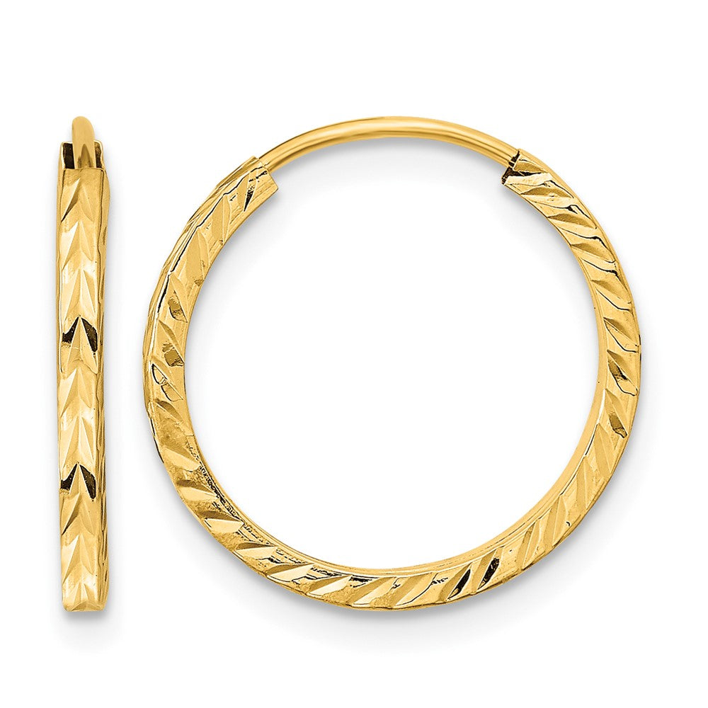 10k Diamond-cut Square Tube Endless Hoop Earrings