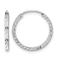 10K White Gold Diamond-cut Square Tube Endless Hoop Earrings