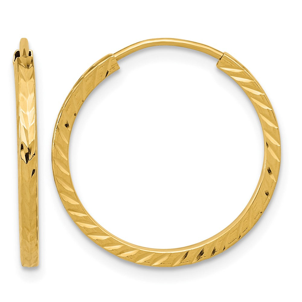 10k Diamond-cut Square Tube Endless Hoop Earrings