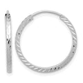 10K White Gold Diamond-cut Square Tube Endless Hoop Earrings