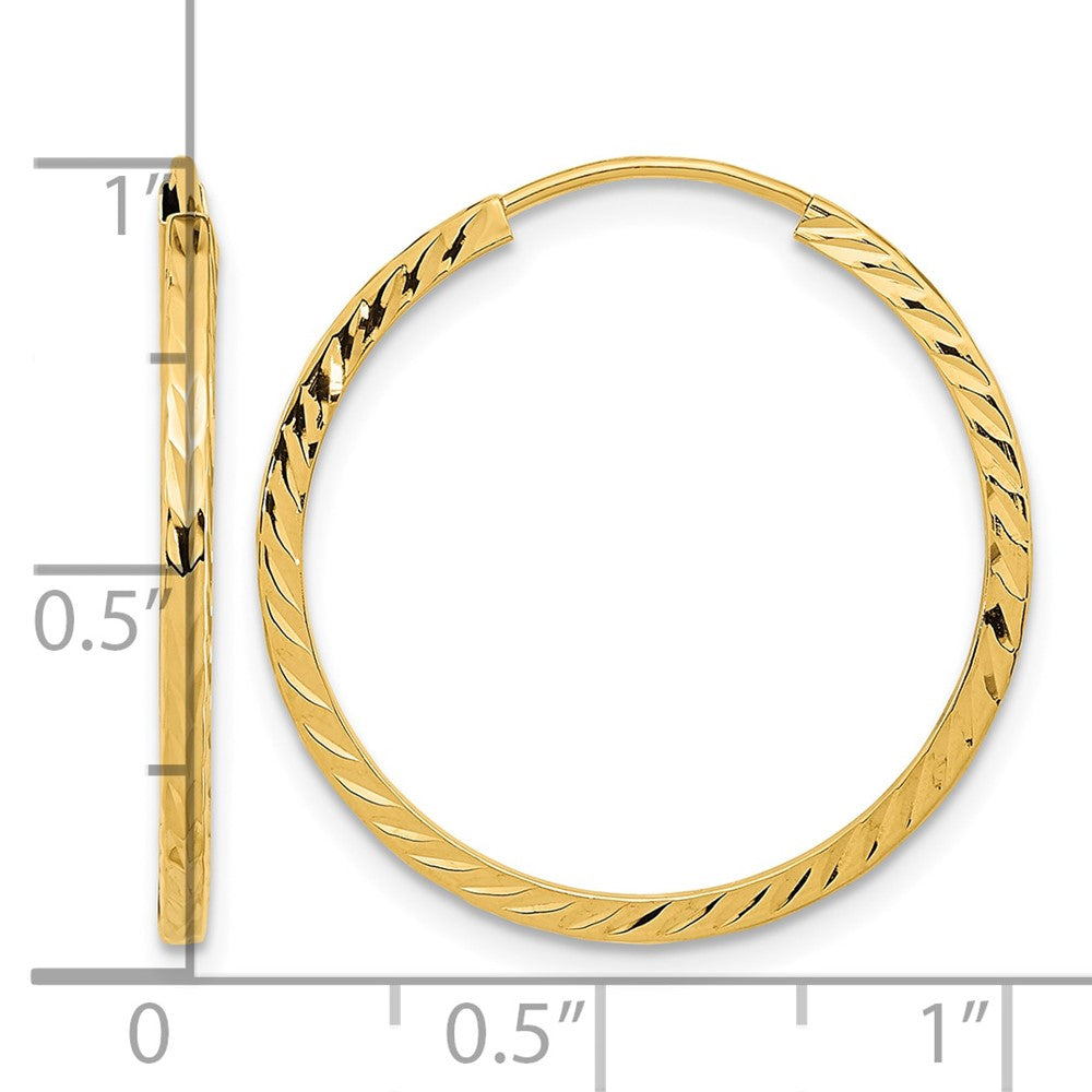 10k Diamond-cut Square Tube Endless Hoop Earrings