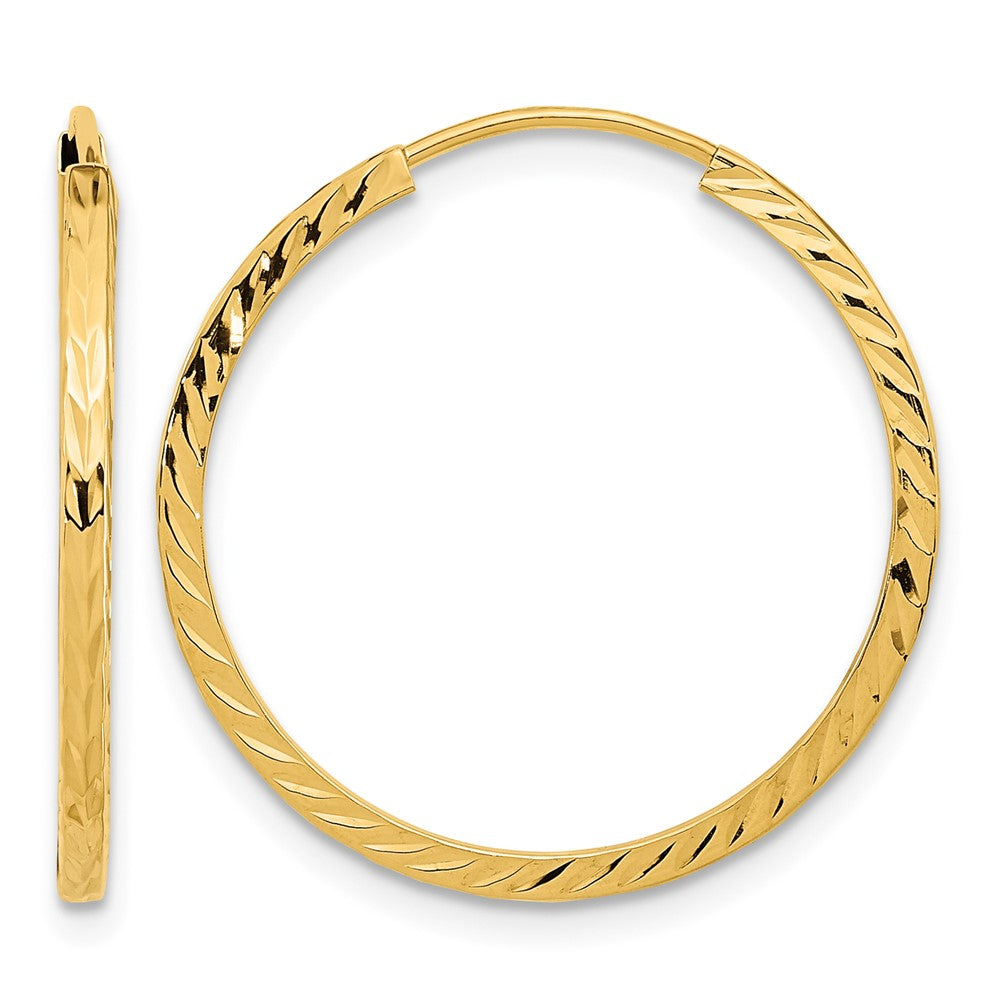 10k Diamond-cut Square Tube Endless Hoop Earrings