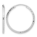 10K White Gold Diamond-cut Square Tube Endless Hoop Earrings