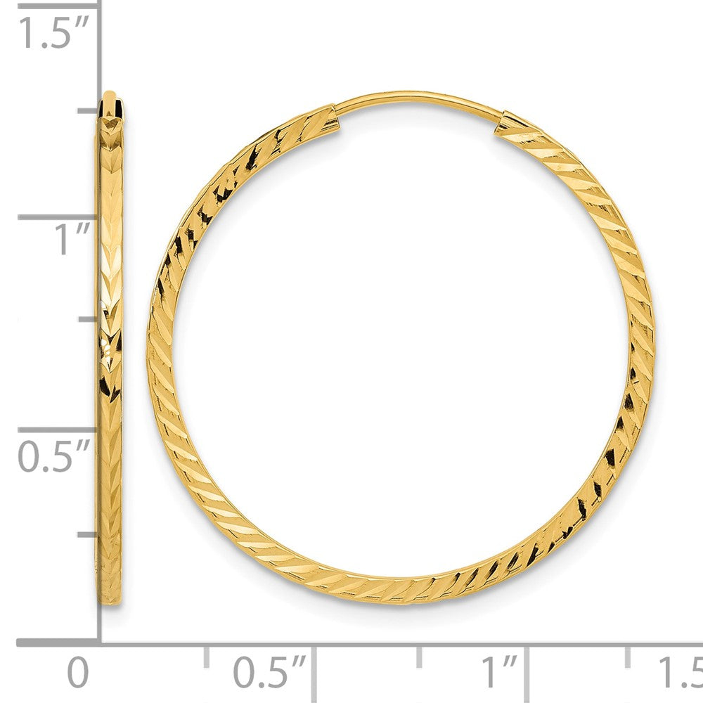 10k Diamond-cut Square Tube Endless Hoop Earrings