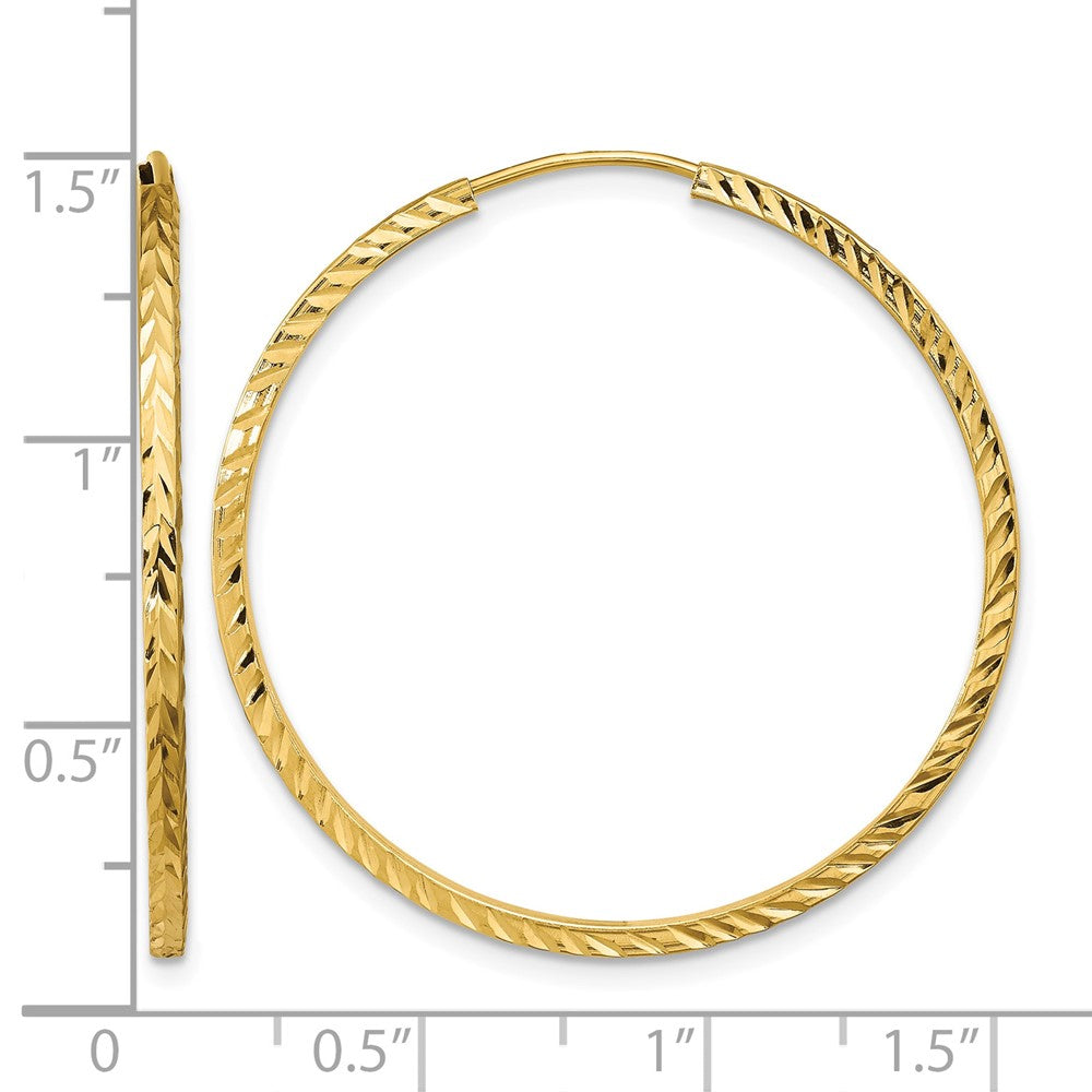 10k Diamond-cut Square Tube Endless Hoop Earrings