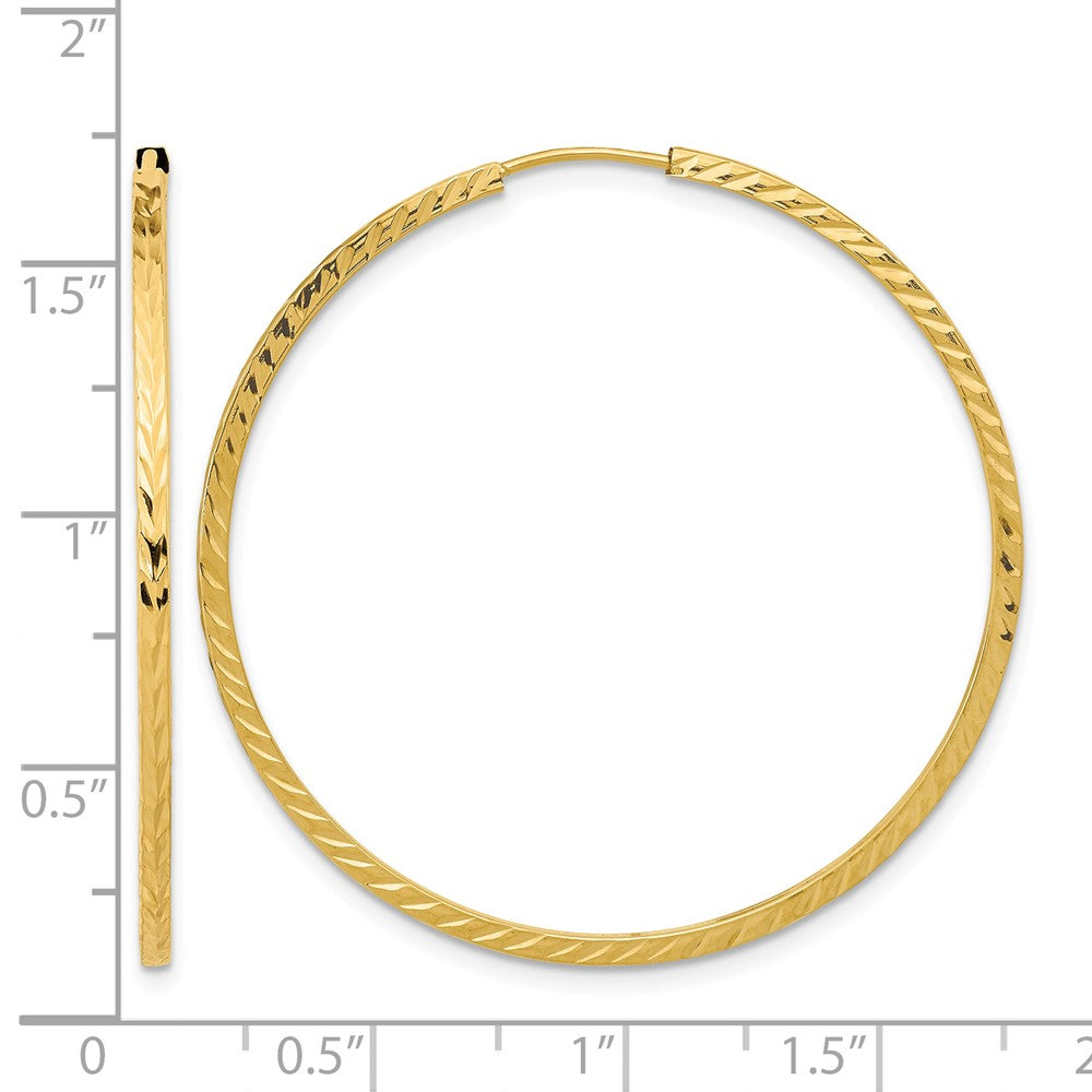 10k Diamond-cut Square Tube Endless Hoop Earrings