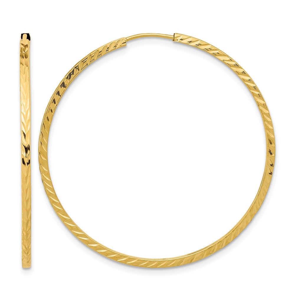 10k Diamond-cut Square Tube Endless Hoop Earrings