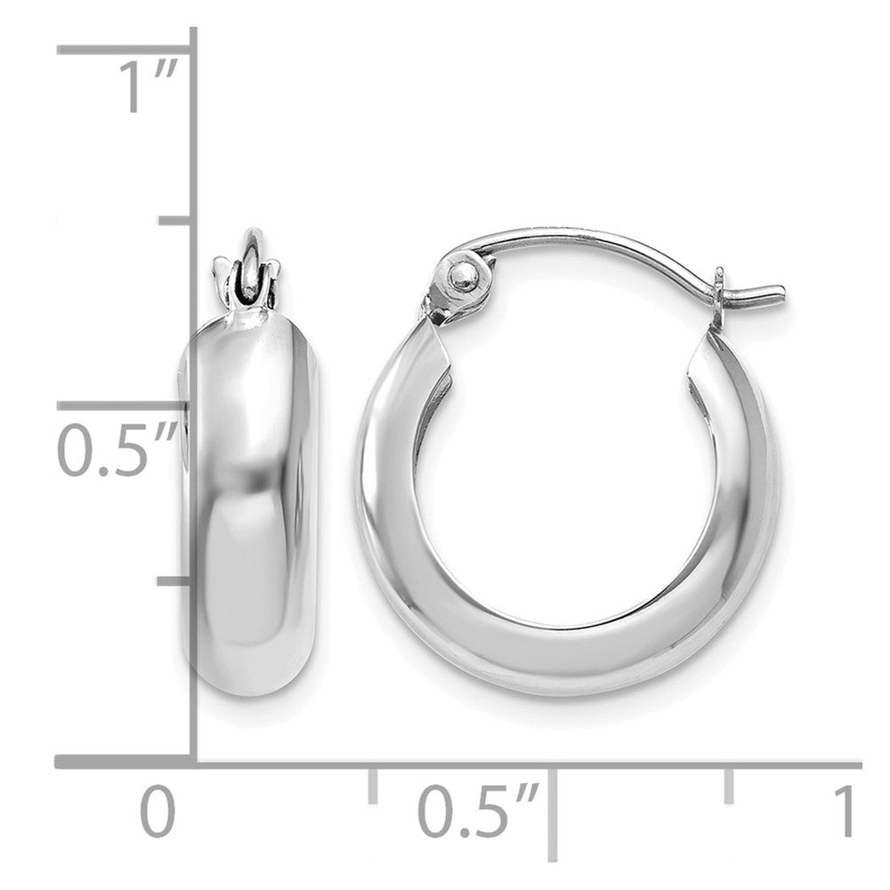 10k White Gold 4mm Round Hoop Earrings