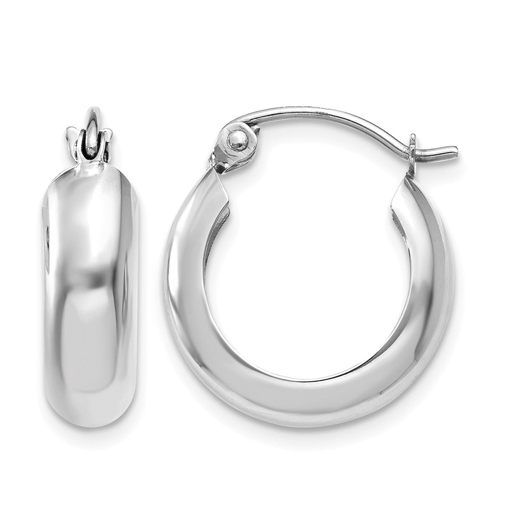 10k White Gold 4mm Round Hoop Earrings