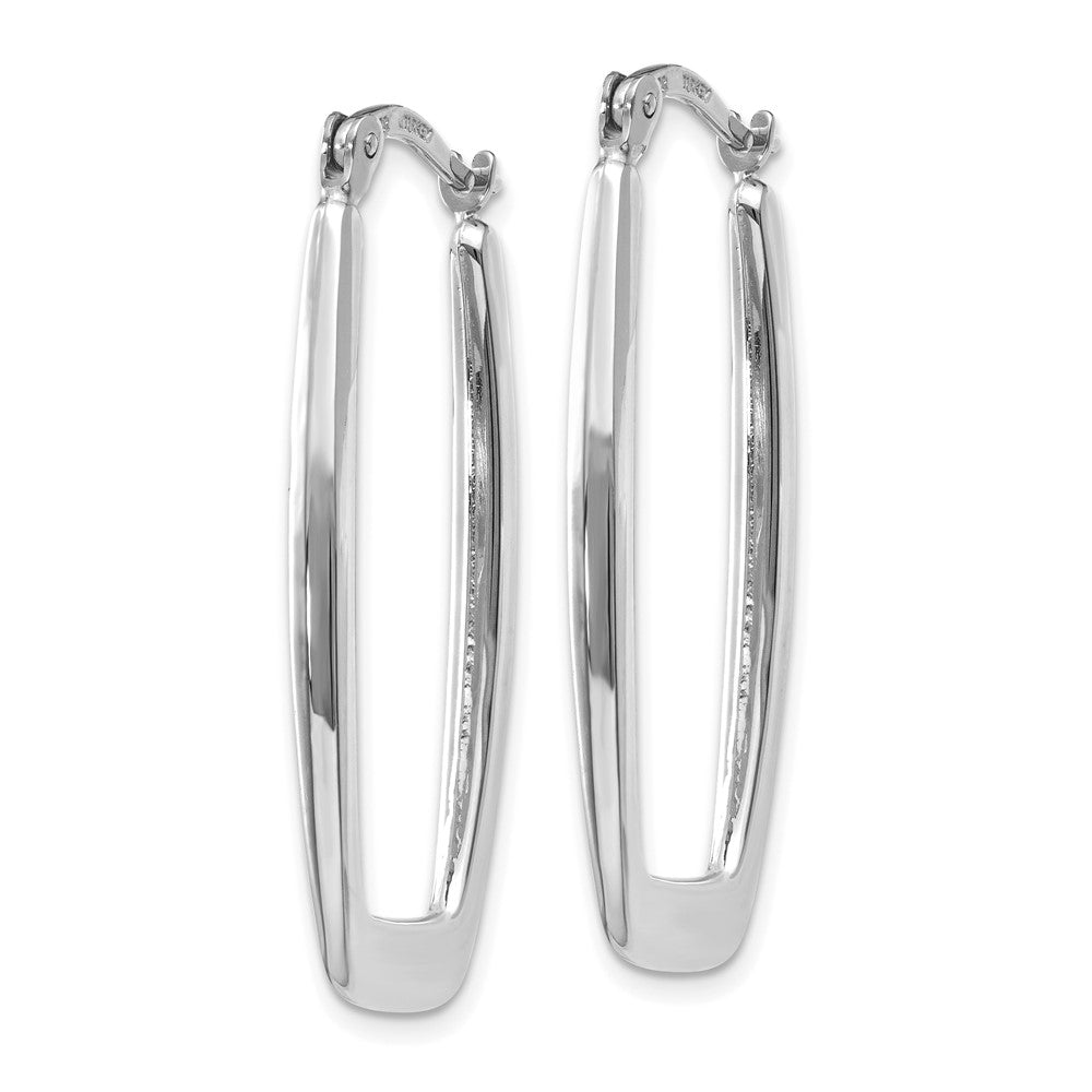10k White Gold Polished 2.25mm Rectangle Hoop Earrings