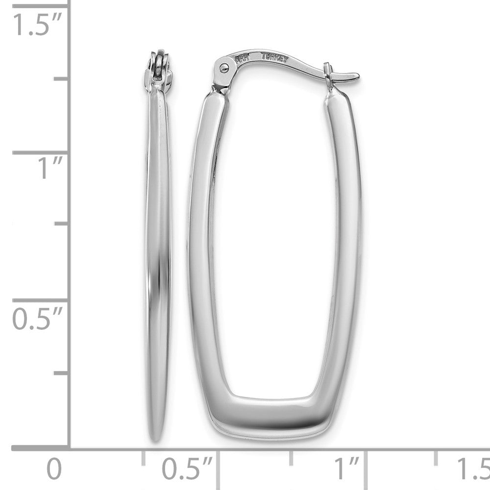 10k White Gold Polished 2.25mm Rectangle Hoop Earrings