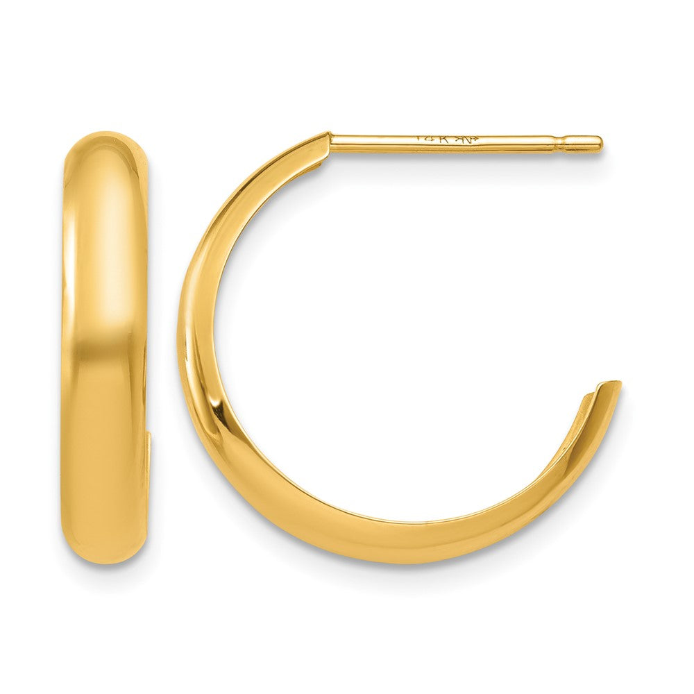10k Polished 3.5mm J-Hoop Earrings