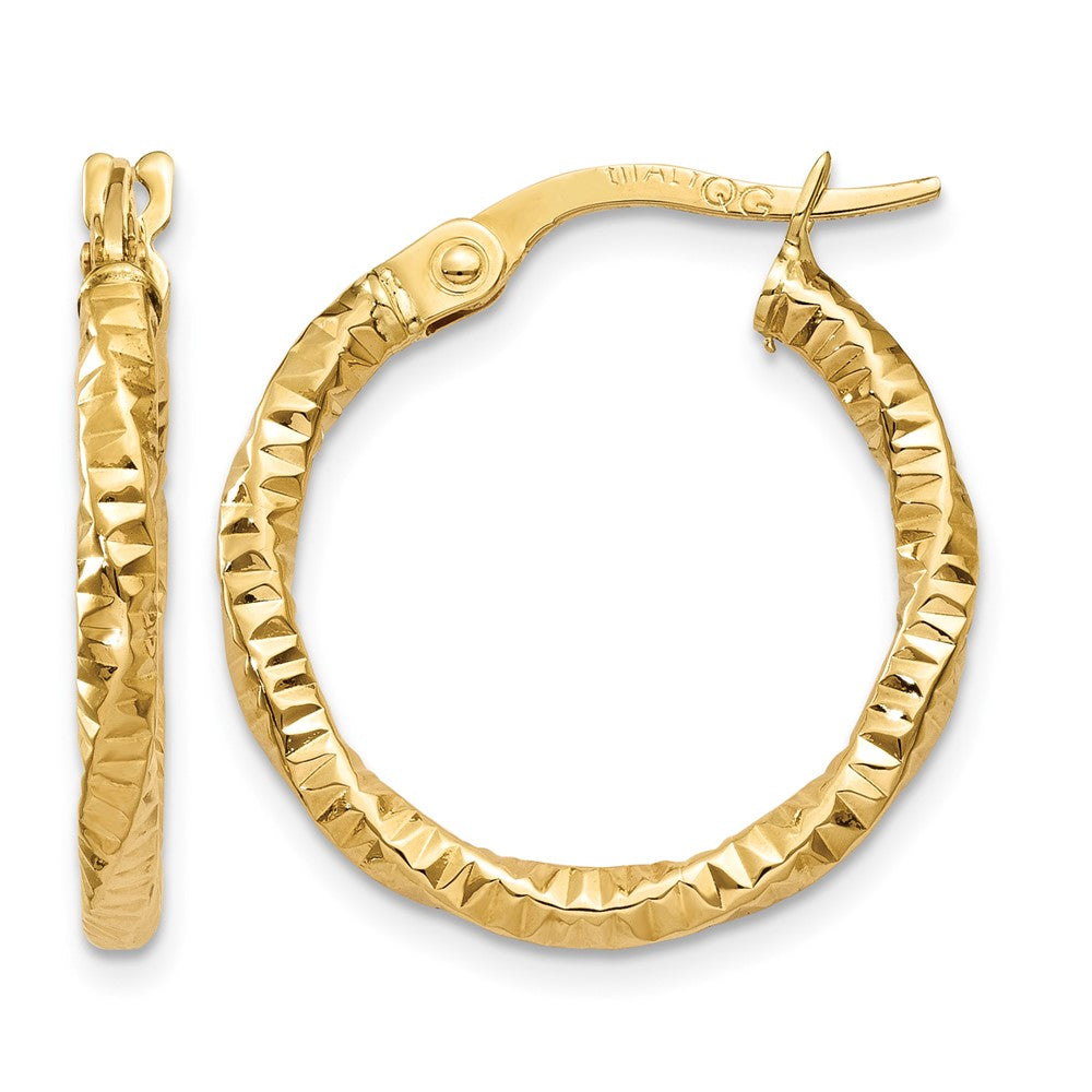 10k Polished and Textured Hoop Earrings