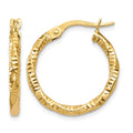 10k Polished and Textured Hoop Earrings