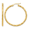 10k Polished and Textured Hoop Earrings