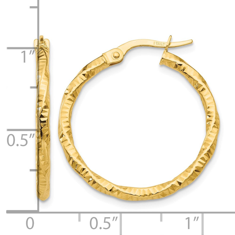 10k Polished and Textured Hoop Earrings