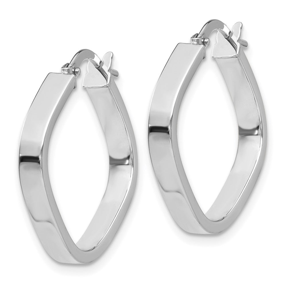 10K White Gold Flat Edge Square Hoop Earrings