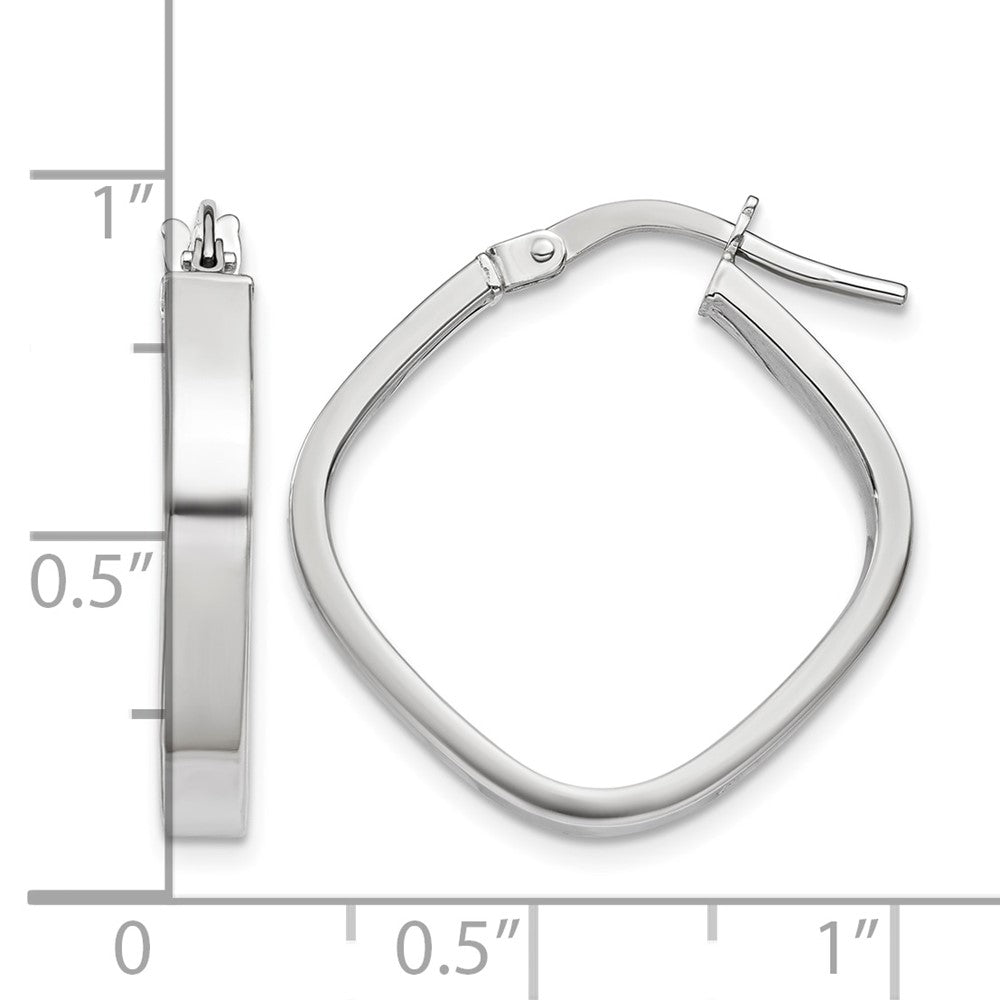 10K White Gold Flat Edge Square Hoop Earrings