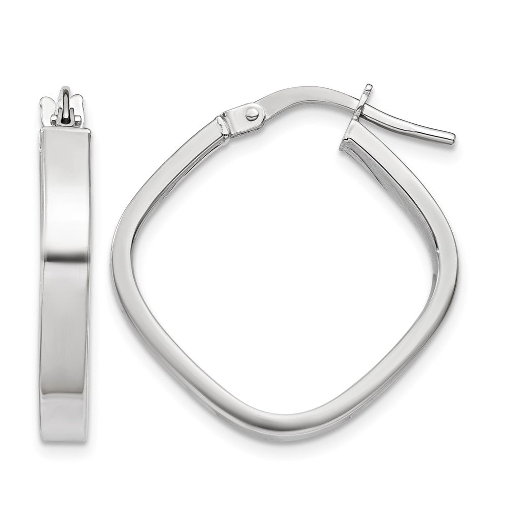 10K White Gold Flat Edge Square Hoop Earrings