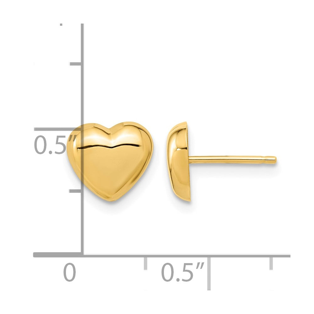 10k Gold Polished Heart Post Earrings