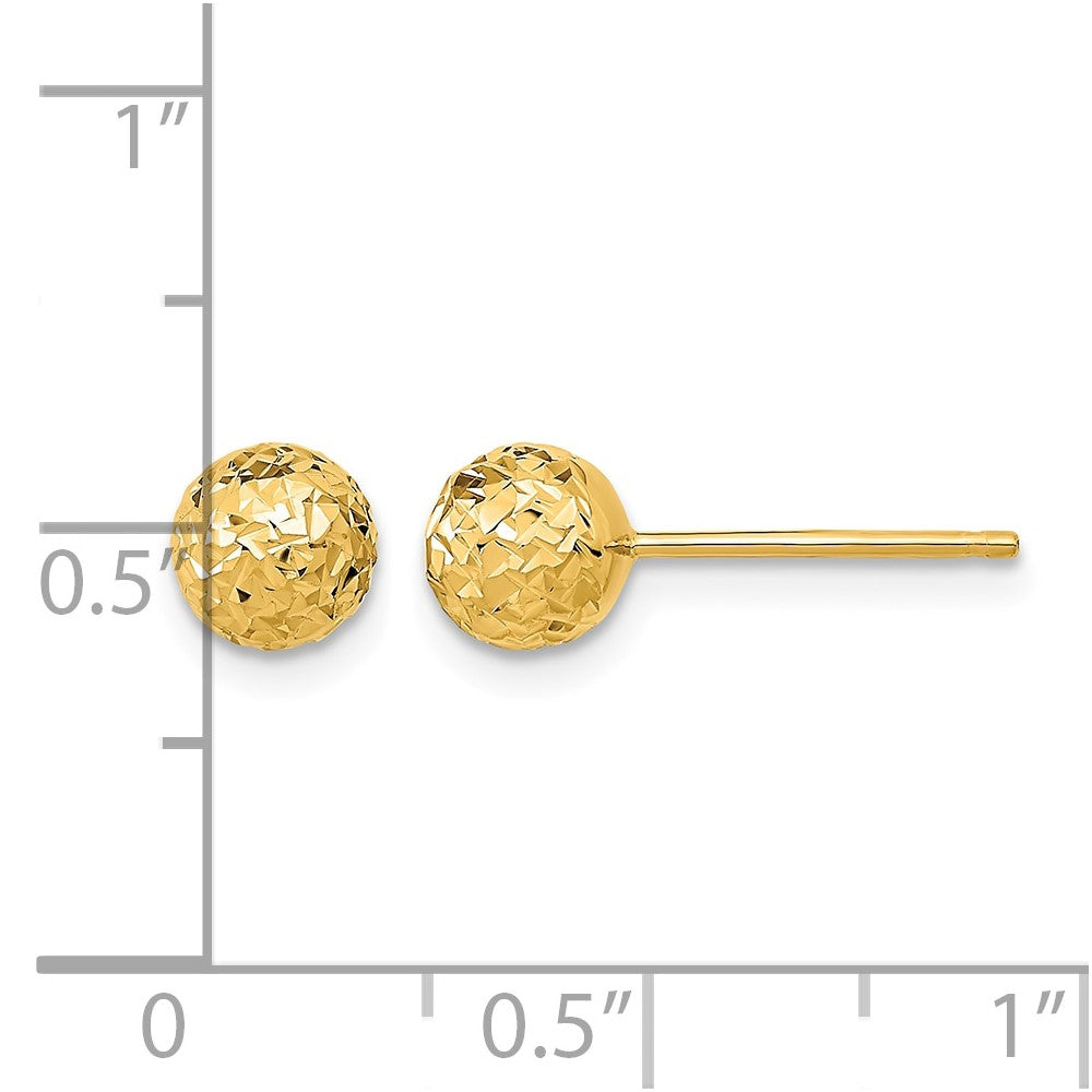 10k 6mm Diamond-Cut Ball Post Earrings