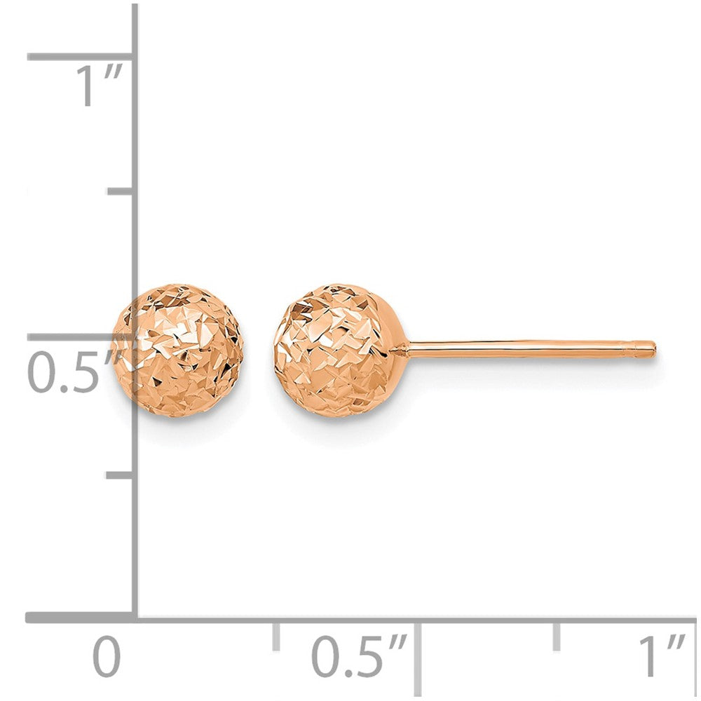 10k Rose Gold 6mm Diamond-Cut Ball Post Earrings