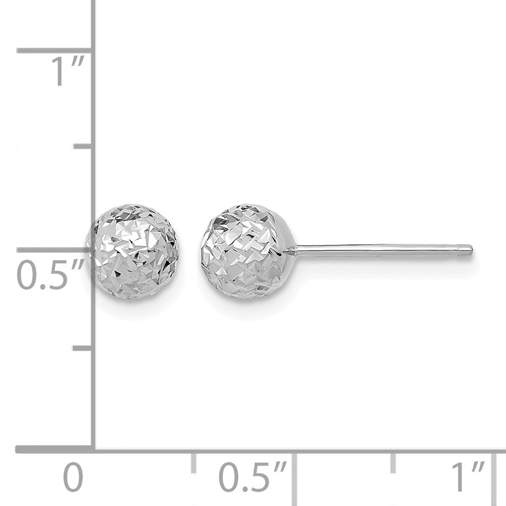 10k White Gold D/C 6mm Ball Post Earrings