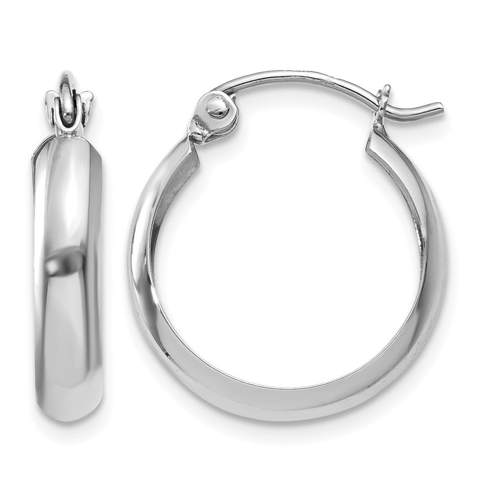 10k White Gold Polished 3.5mm Hoop Earrings