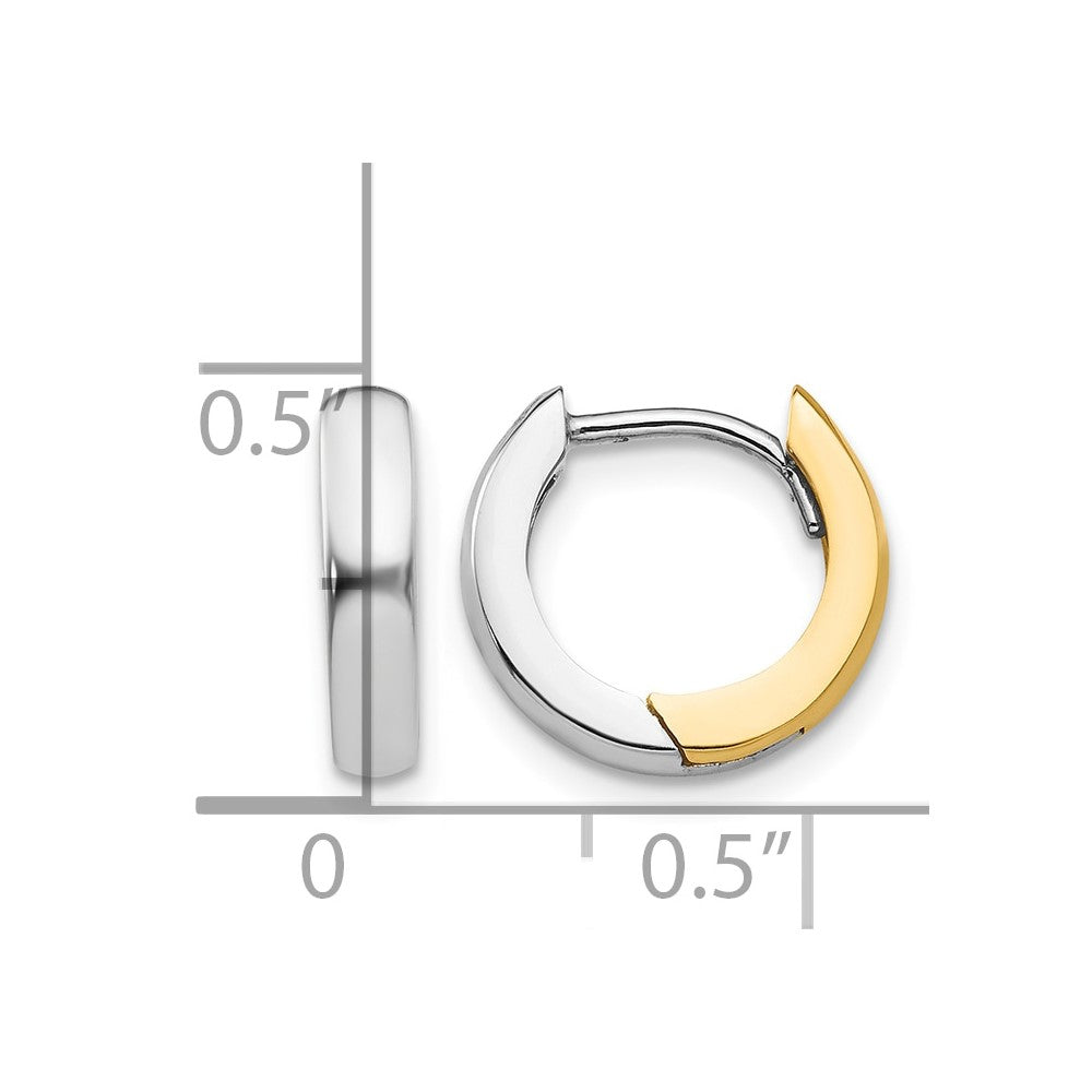 10k Two-tone 2.5mm Round Hinged Hoop Earrings