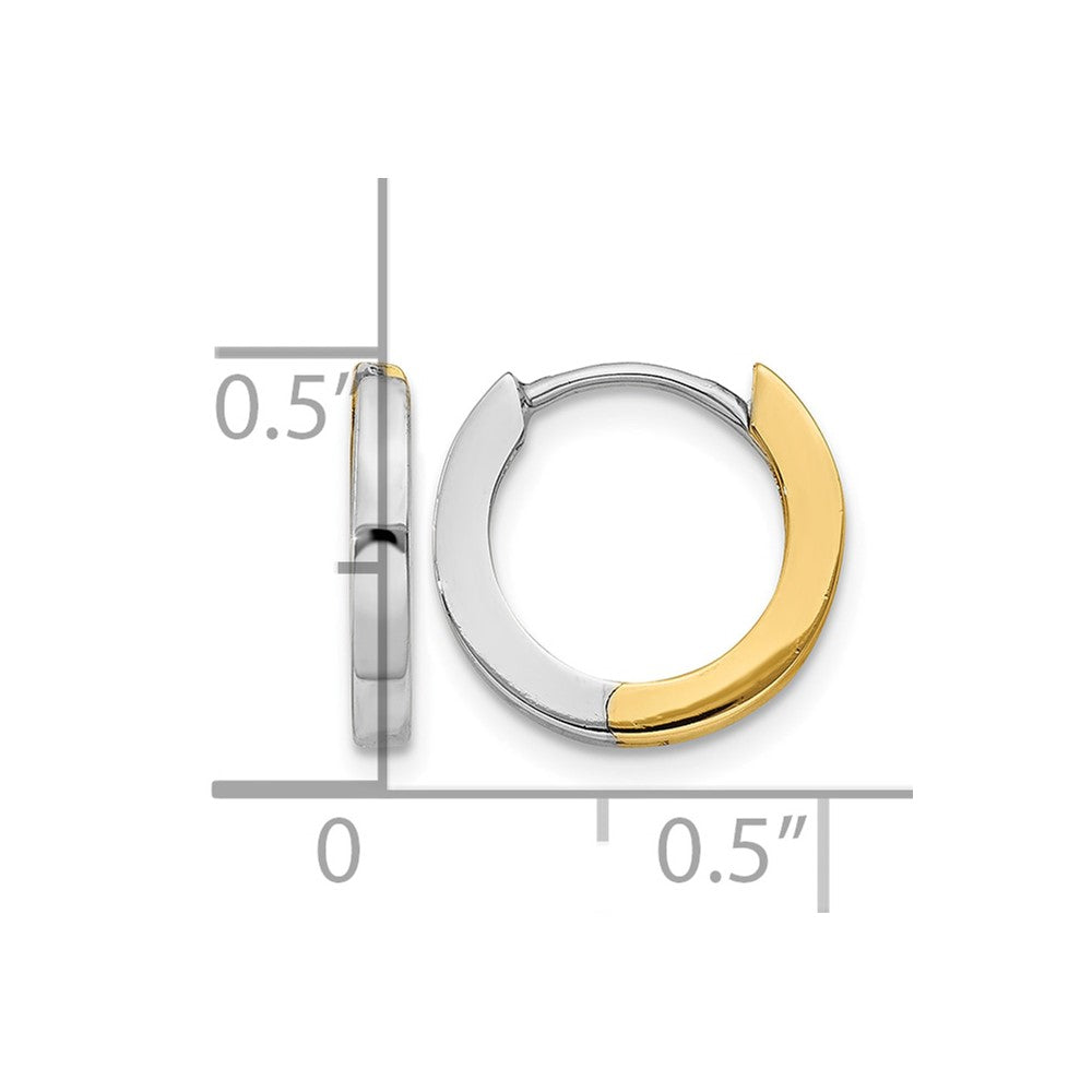 10k Two-tone 2mm Round Hinged Hoop Earrings