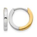 10k Two-tone 2mm Round Hinged Hoop Earrings