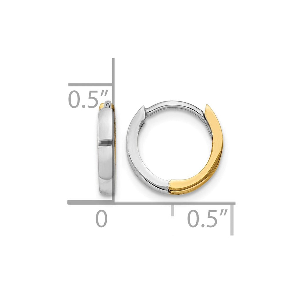 10k Two-tone 1.50mm Hinged Hoop Earrings