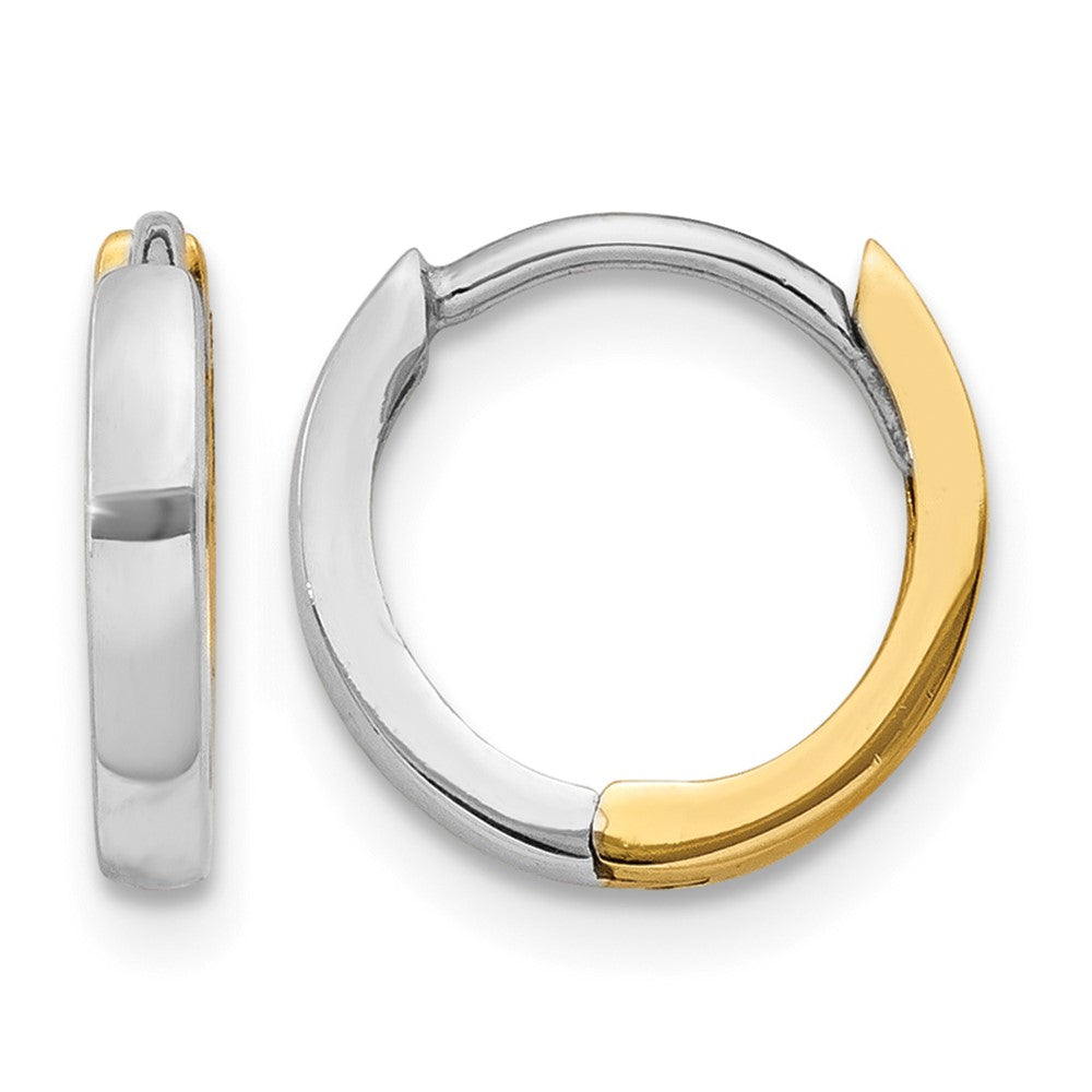 10k Two-tone 1.50mm Hinged Hoop Earrings