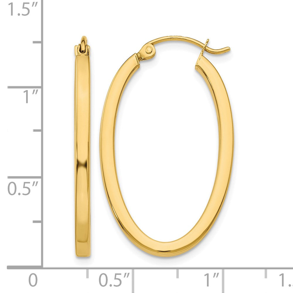 10k 2mm Oval Hoop Earrings