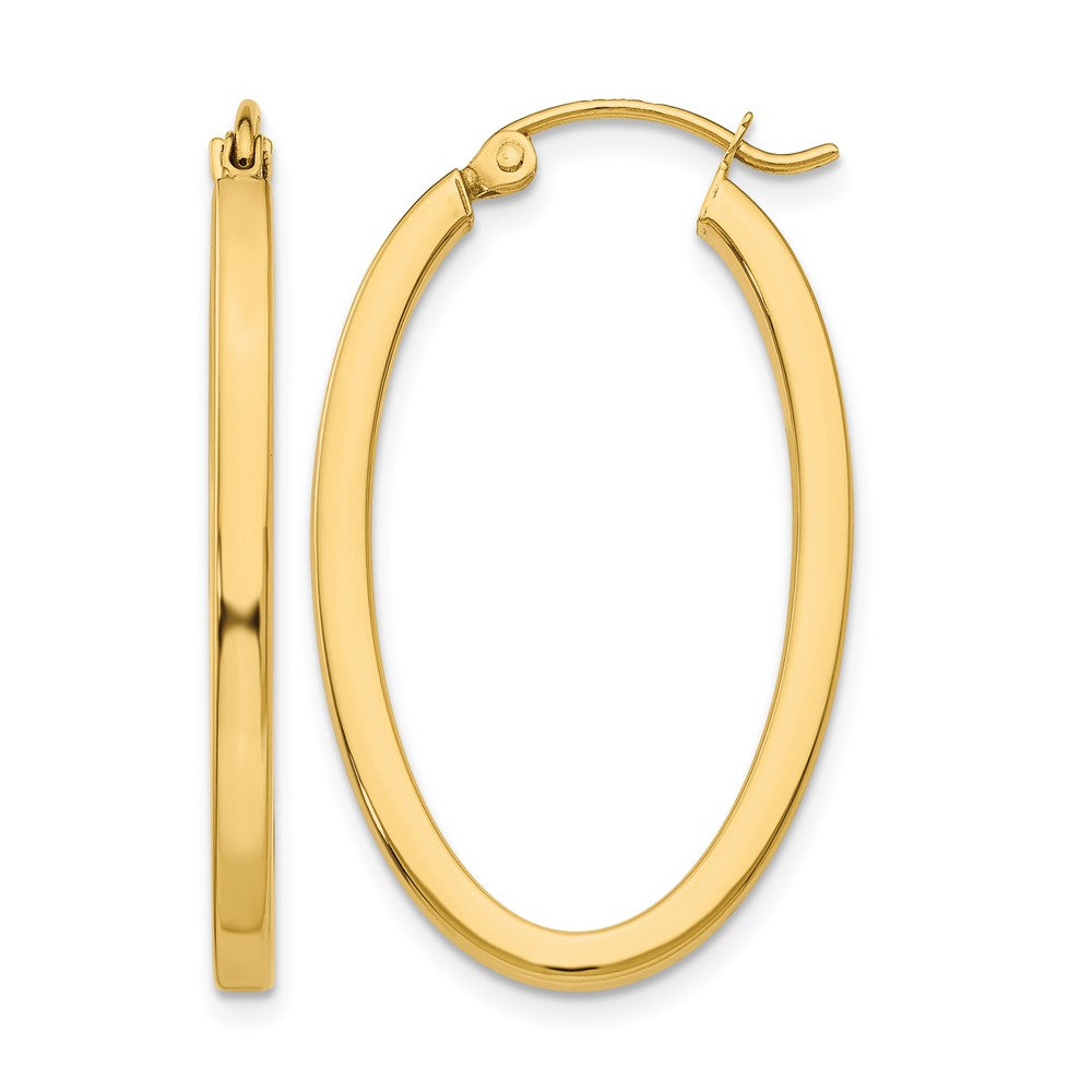 10k 2mm Oval Hoop Earrings