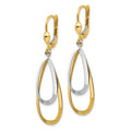10k Two-tone Oval Leverback Tear Drop Earrings