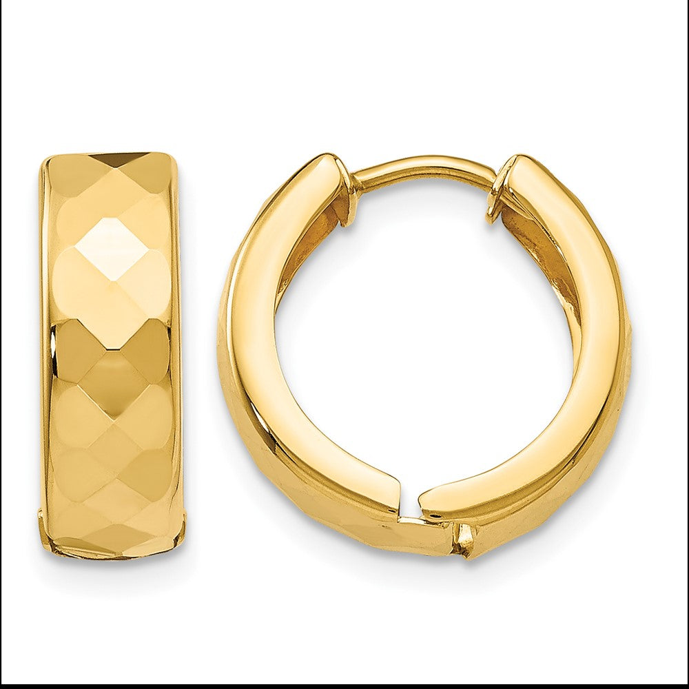 10k Textured Hinged Hoop Earrings