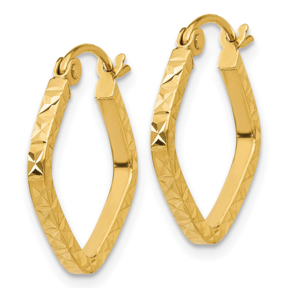 10K Diamond Cut Squared Hoop Earrings