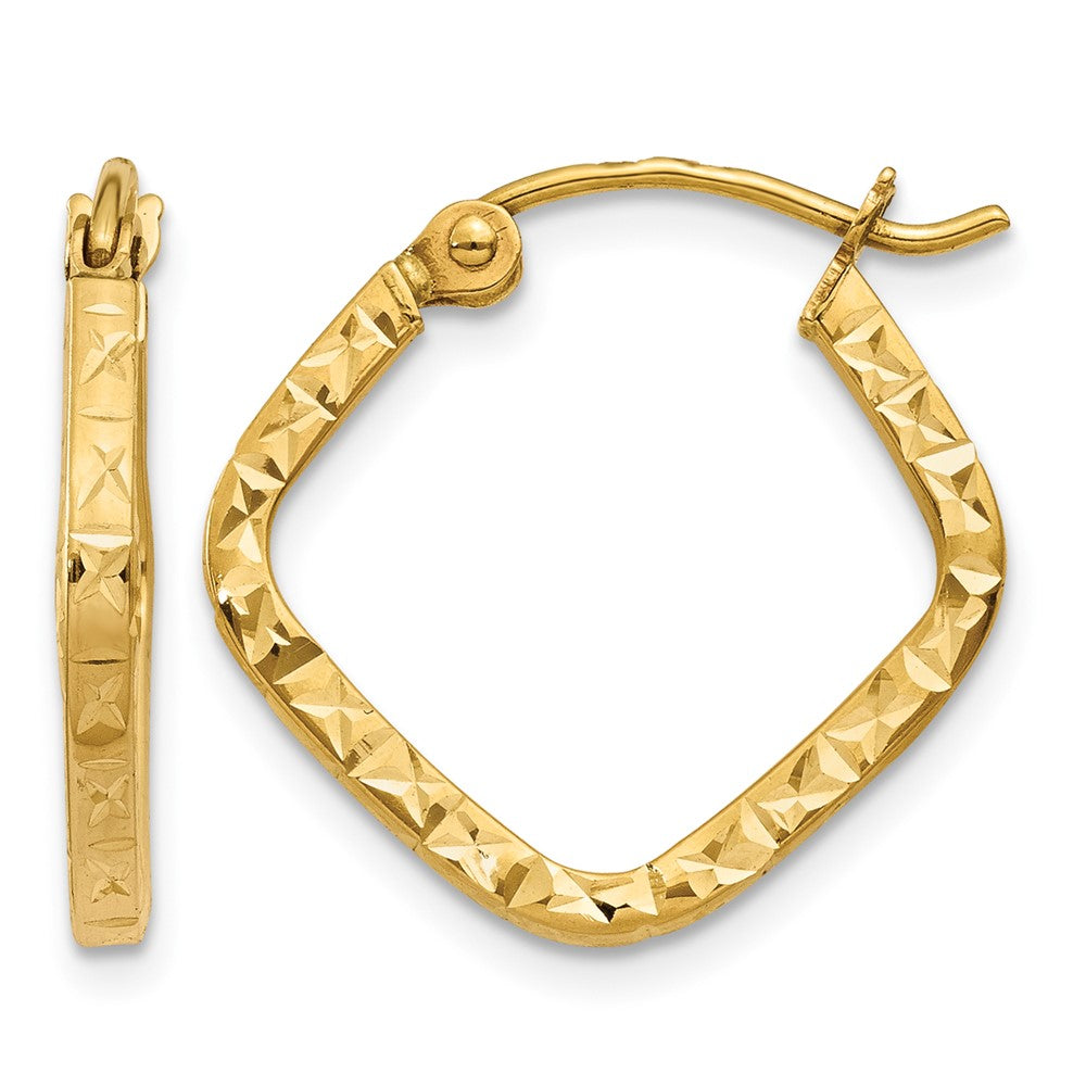 10K Diamond Cut Squared Hoop Earrings