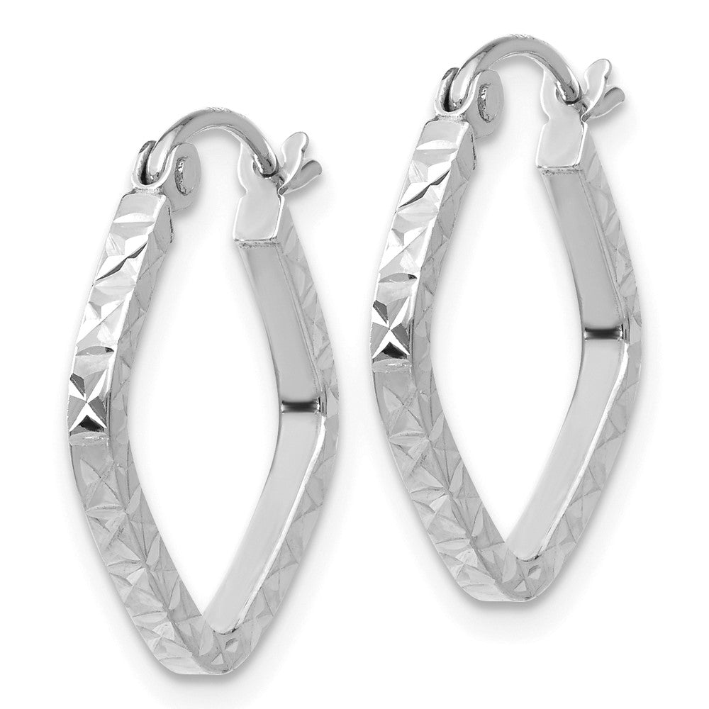 10K White Gold Diamond Cut Squared Hoop Earrings
