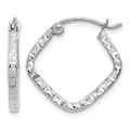 10K White Gold Diamond Cut Squared Hoop Earrings