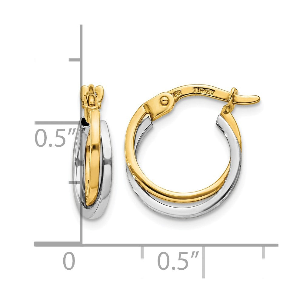 10k Two-tone Polished Hollow Hoop Earrings