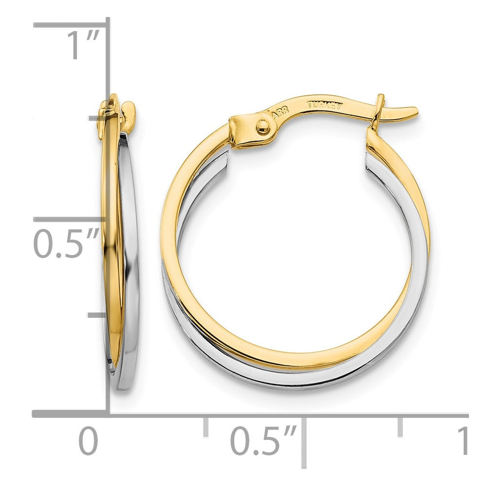 10k Two-tone Polished Hollow Hoop Earrings